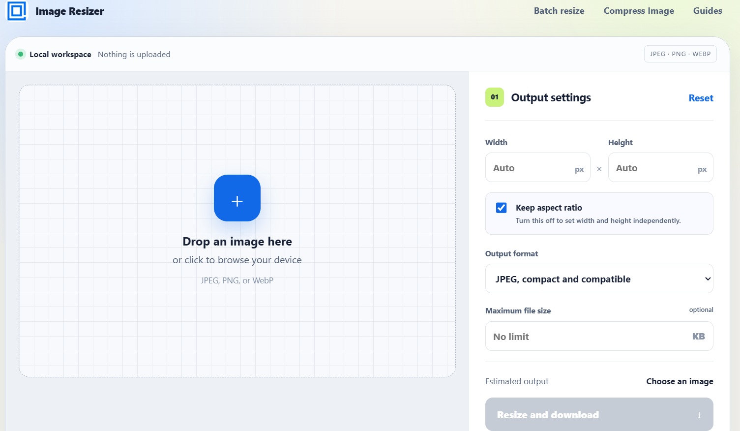 Private Image Resizer and Compressor screenshot 1